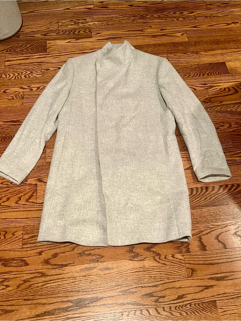 Zara Light Gray Stand Collar Pea Coat